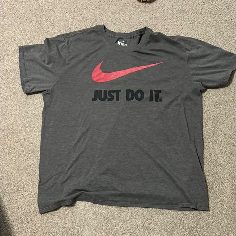 Nike Gray T-Shirt with Red Logo